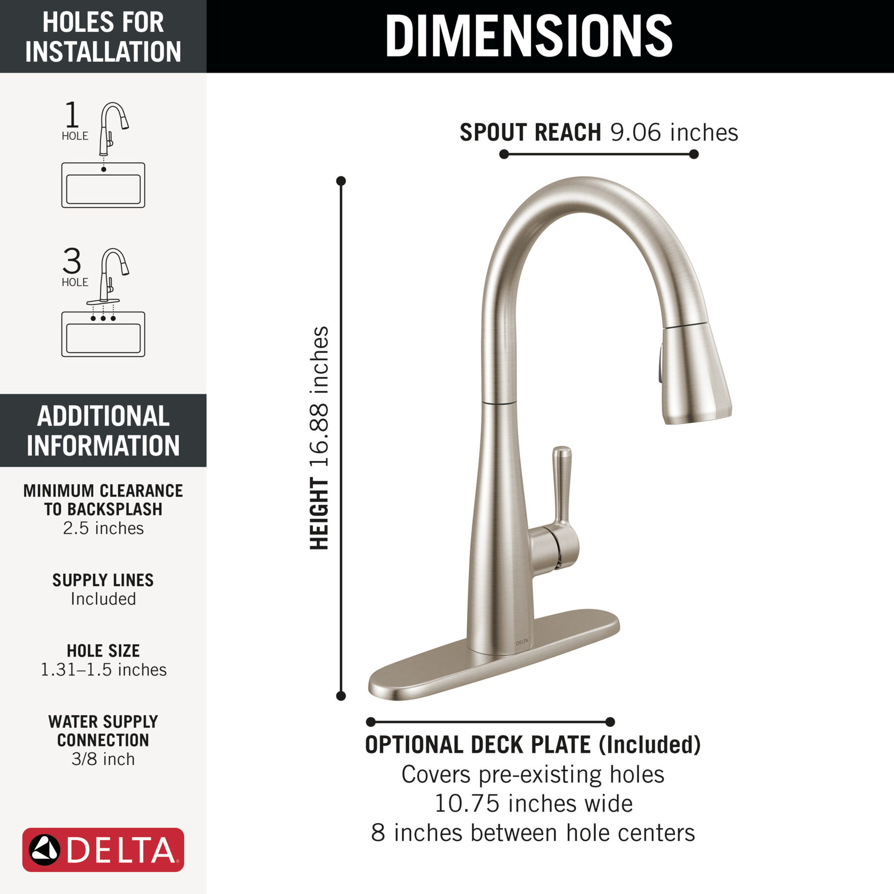 Single Handle Pull-Down Kitchen Faucet, image 3