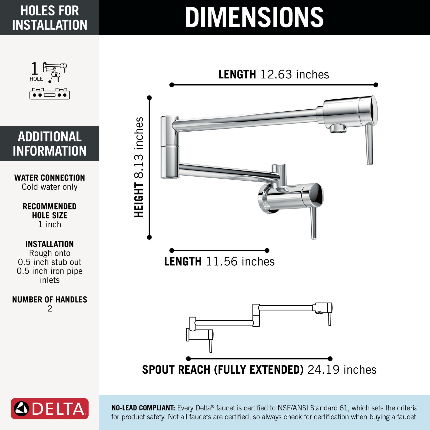 Contemporary Wall Mount Pot Filler, image 2