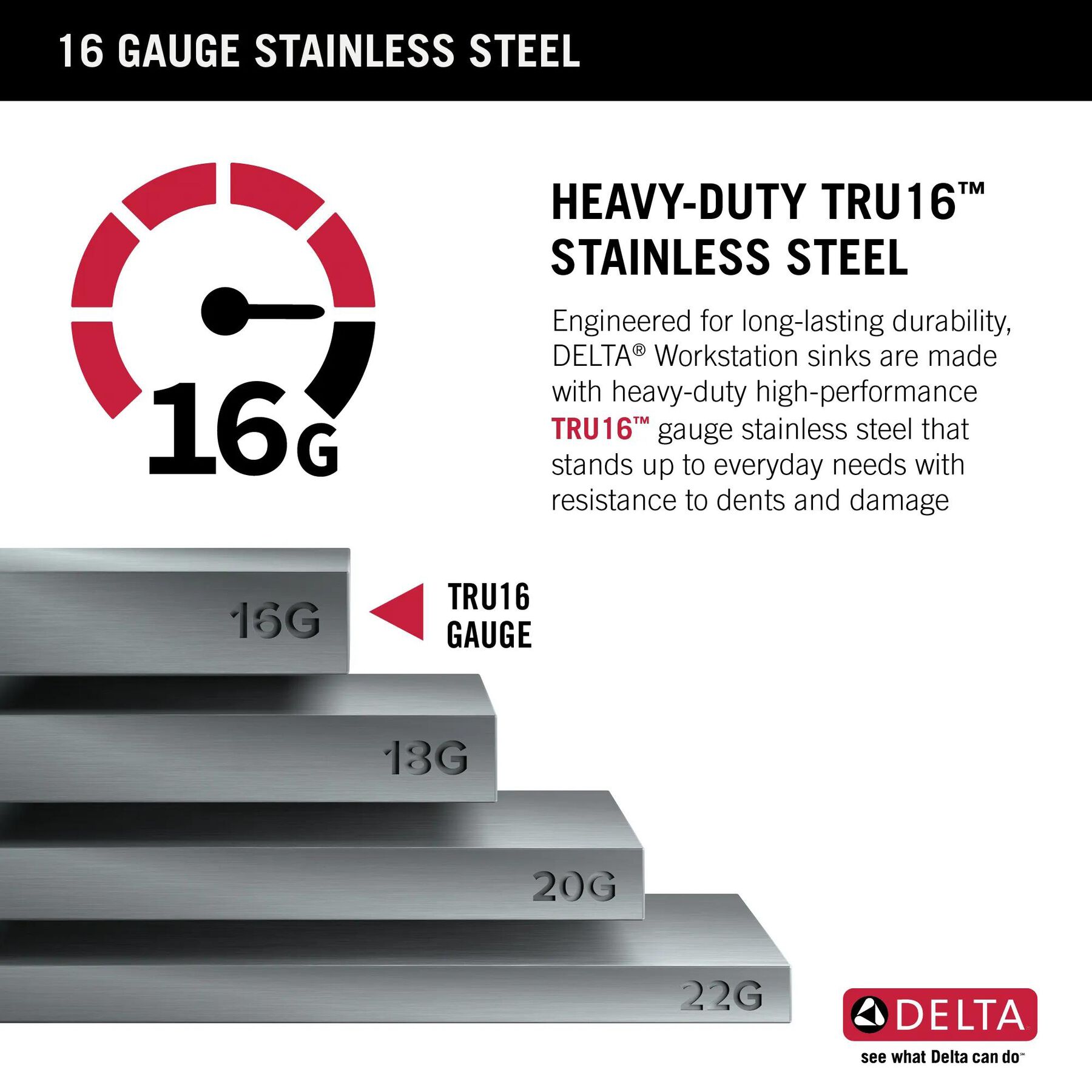 45&rdquo; Workstation Undermount Single Bowl 16 Gauge Stainless Steel Kitchen Sink with 2-Tier&nbsp;WorkFlow&trade; Ledge and Accessories