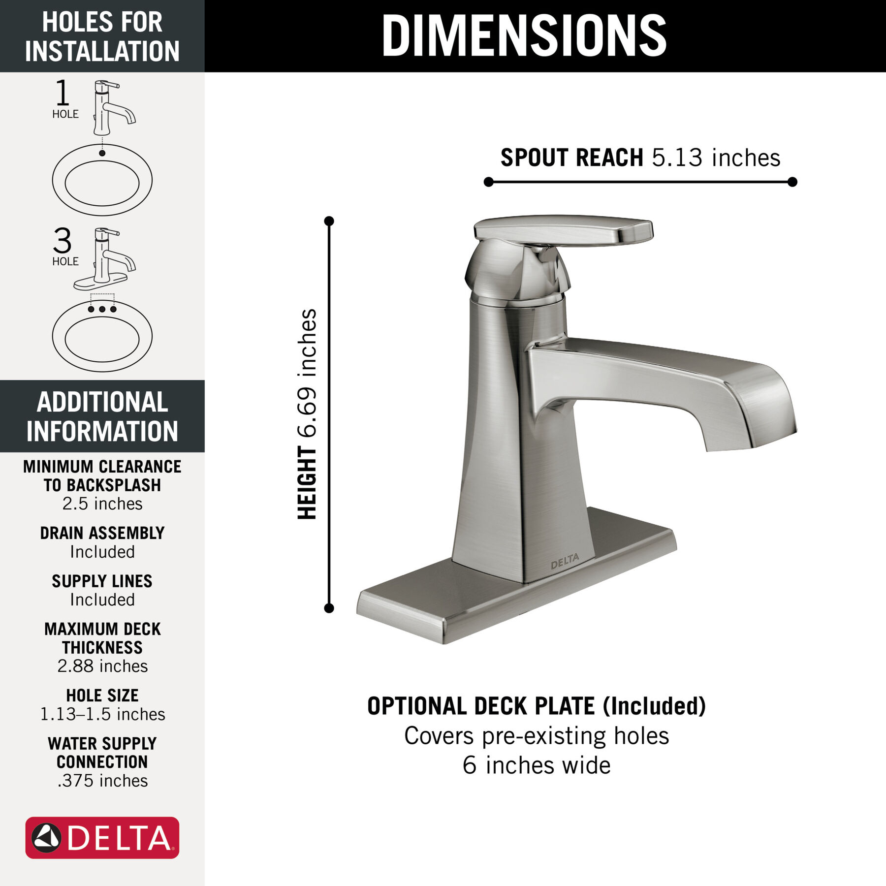 Single-Hole Bathroom Faucet 1L (Recertified), image 2