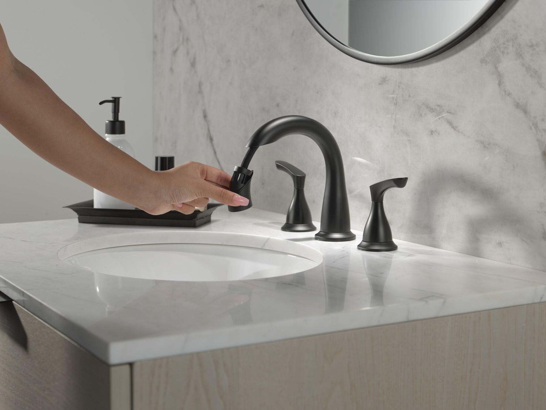 Two Handle Widespread Pulldown Bathroom Faucet (Recertified), image 4