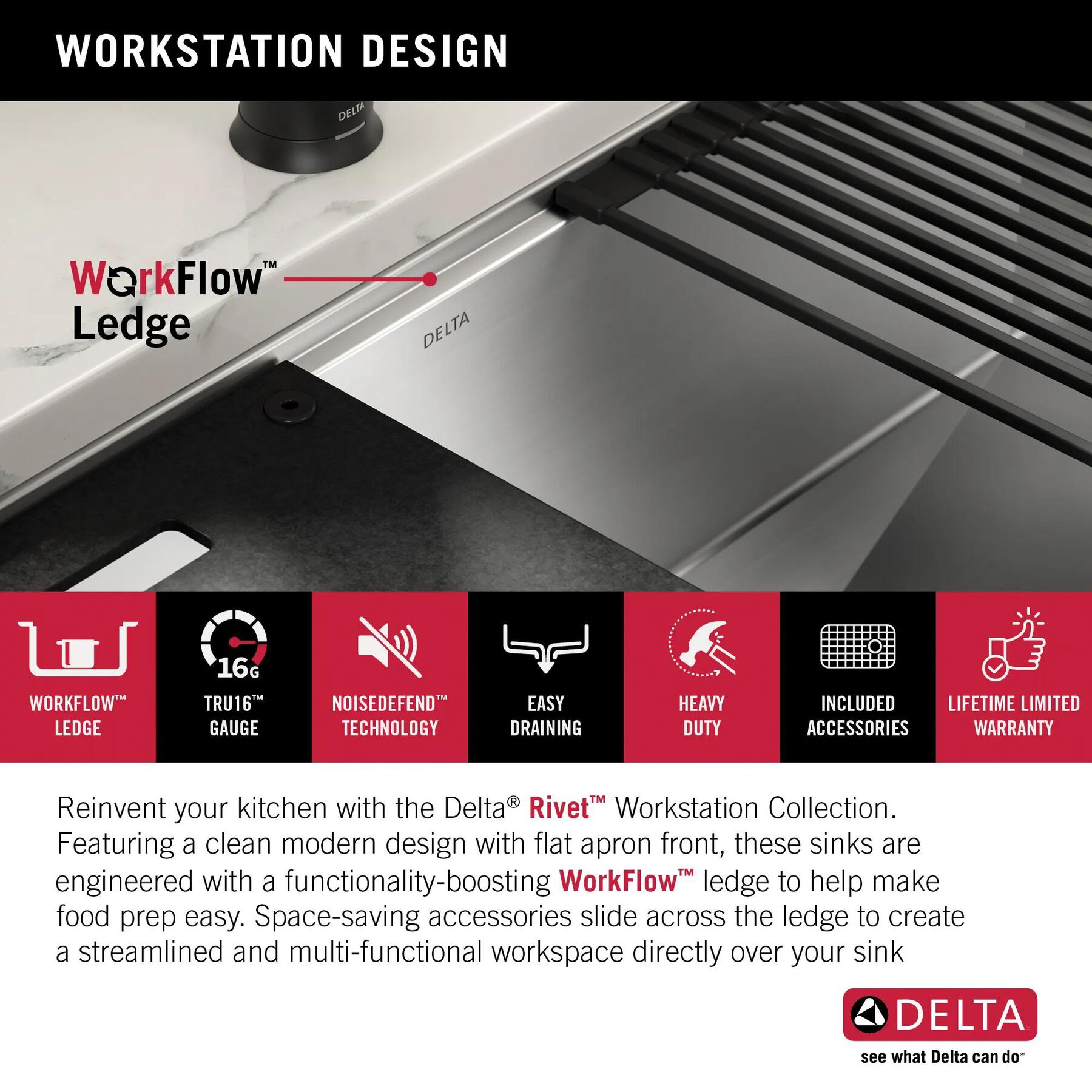 30&rdquo; Workstation Undermount&nbsp;Single Bowl&nbsp;16 Gauge Stainless Steel&nbsp;Farmhouse Apron Front Kitchen Sink&nbsp;with&nbsp;WorkFlow&trade; Ledge and Accessories