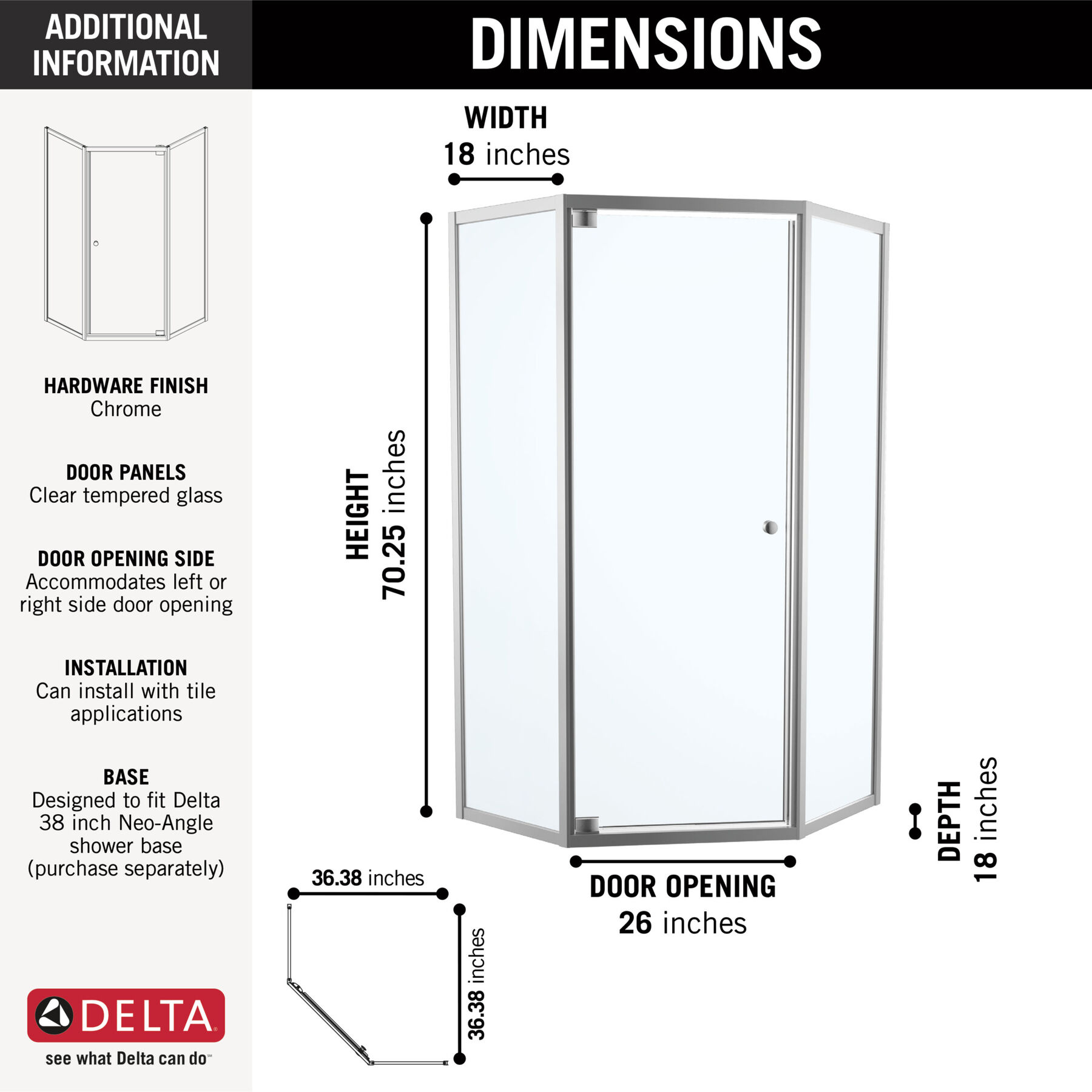 38" Neo Angle Enclosure - Clear, image 9