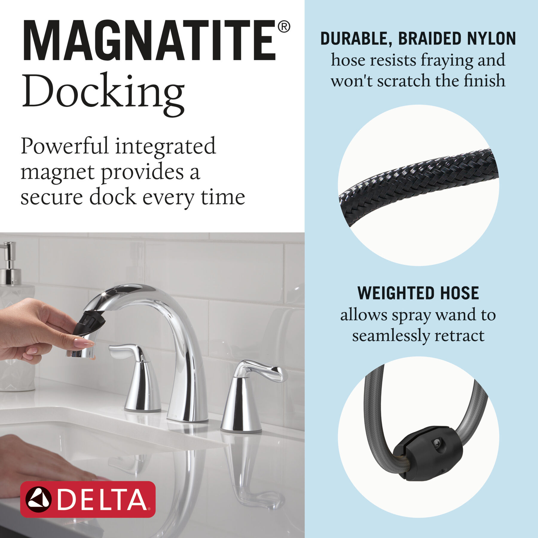 Two Handle Widespread Pull-Down Bathroom Faucet, image 8