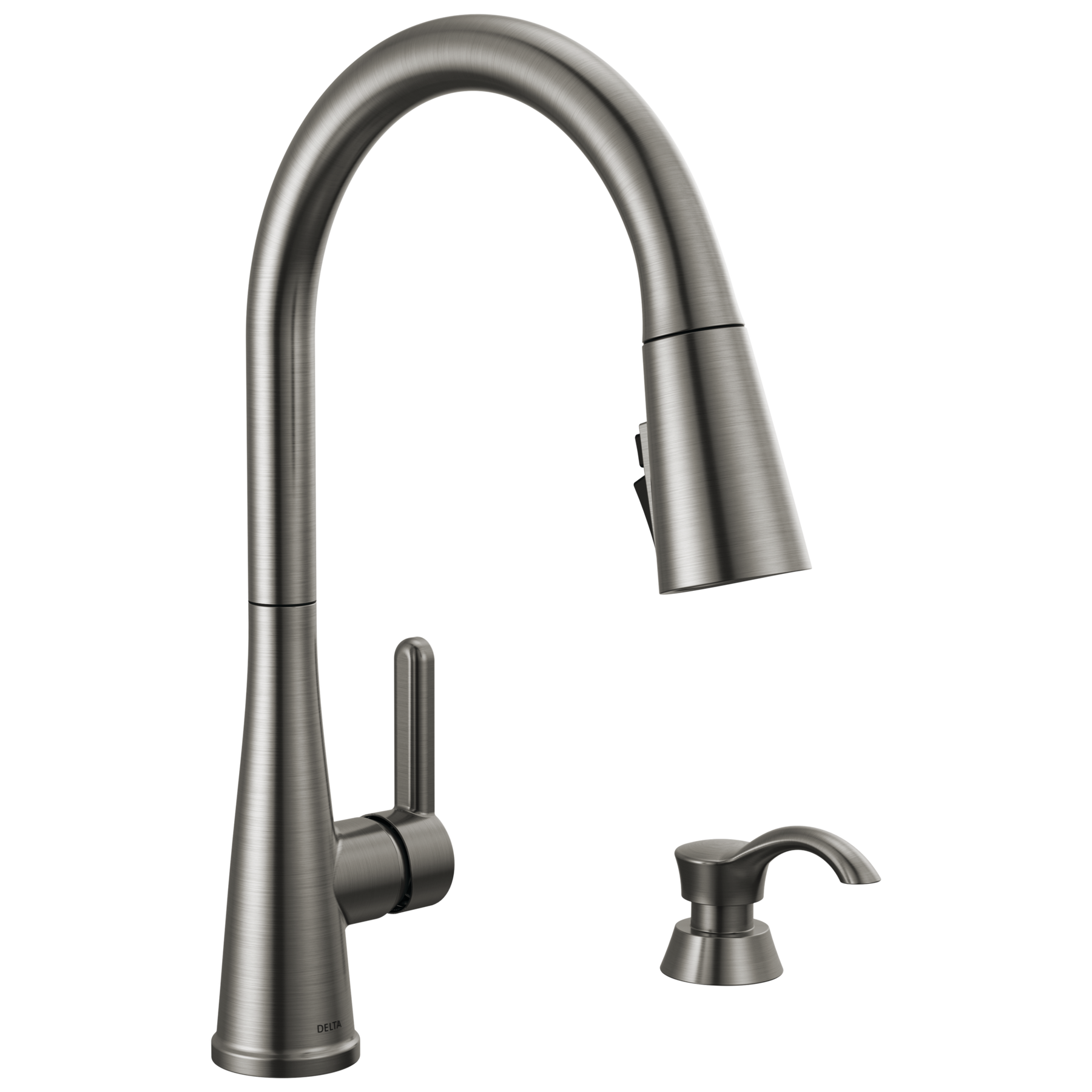 Single Handle Pull-Down Kitchen Faucet with Soap Dispenser and ShieldSpray® Technology