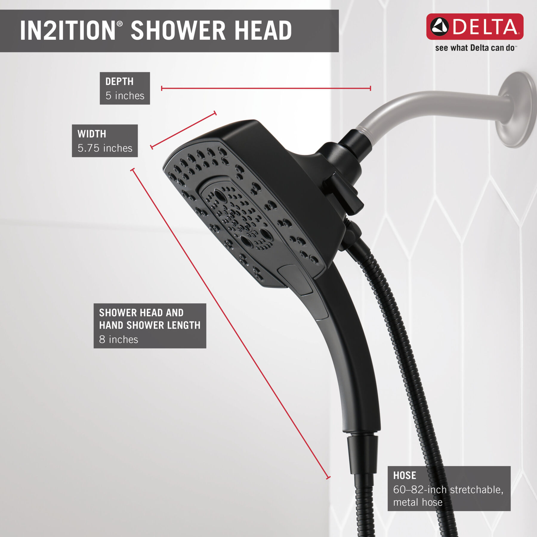 H<sub>2</sub>Okinetic® In2ition® 5-Setting Two-in-One Shower (Recertified), image 7