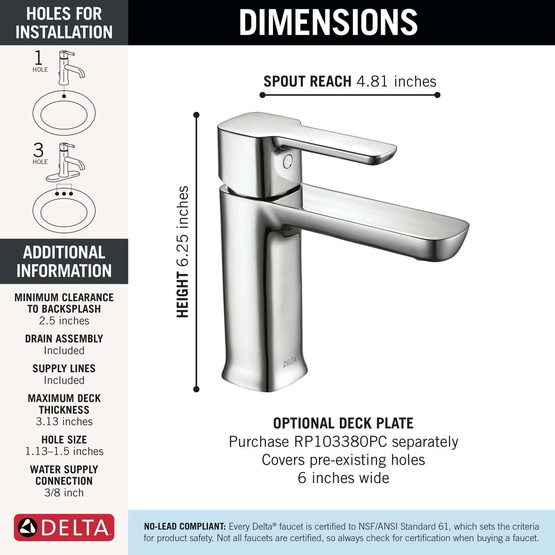 Single Handle Project-Pack Bathroom Faucet, image 3