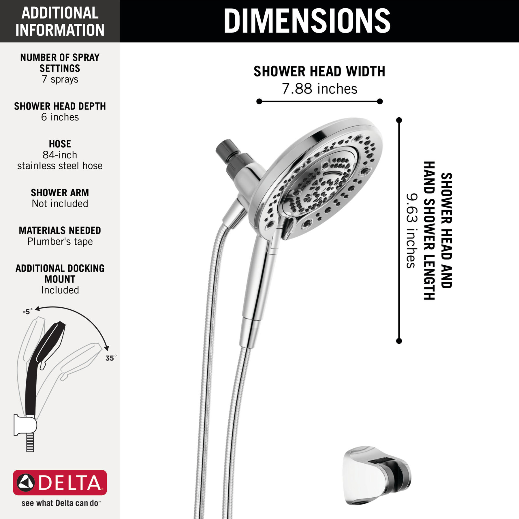 In2ition® 7-Setting Two-in-One Shower (Recertified), image 6