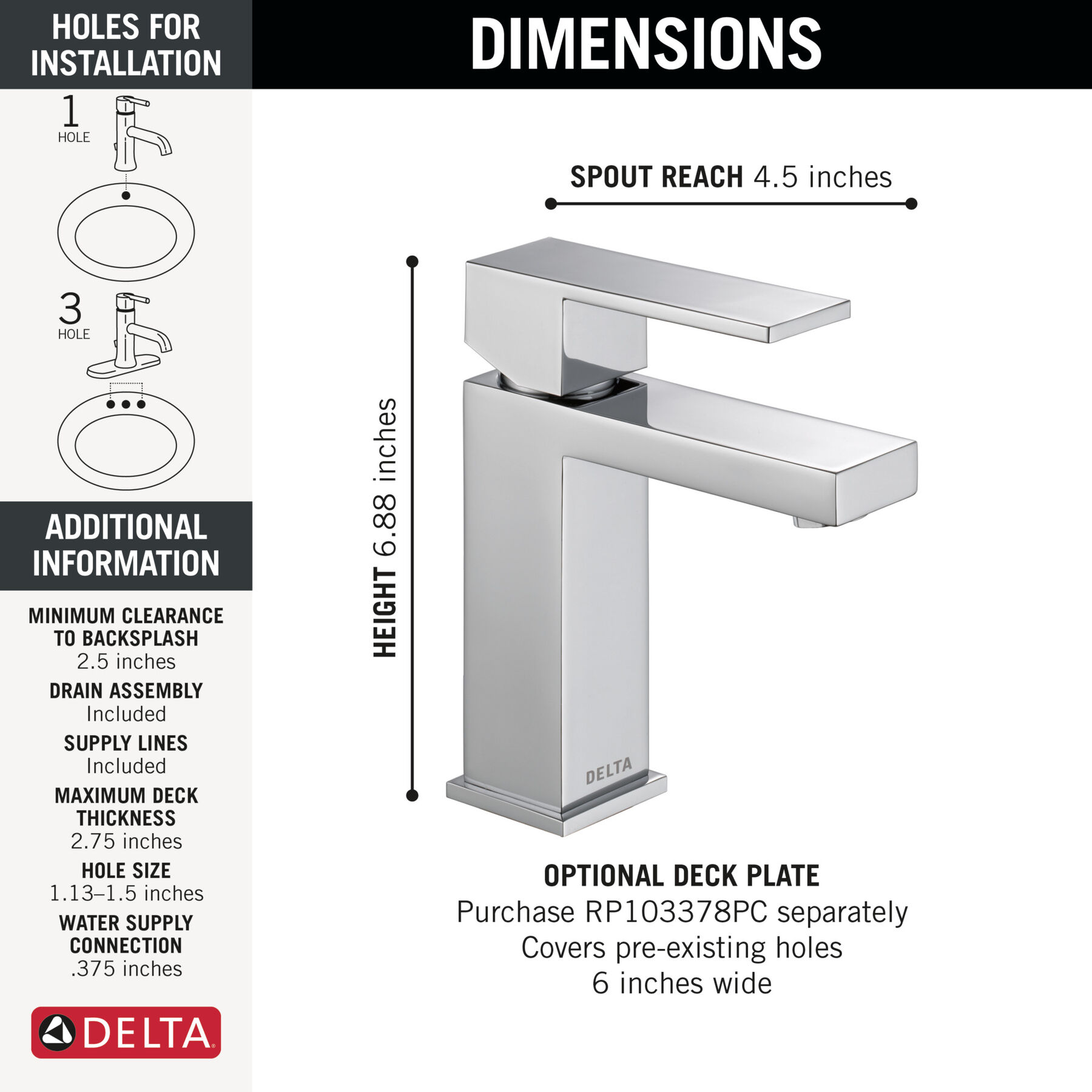 Single Handle Project-Pack Bathroom Faucet, image 1