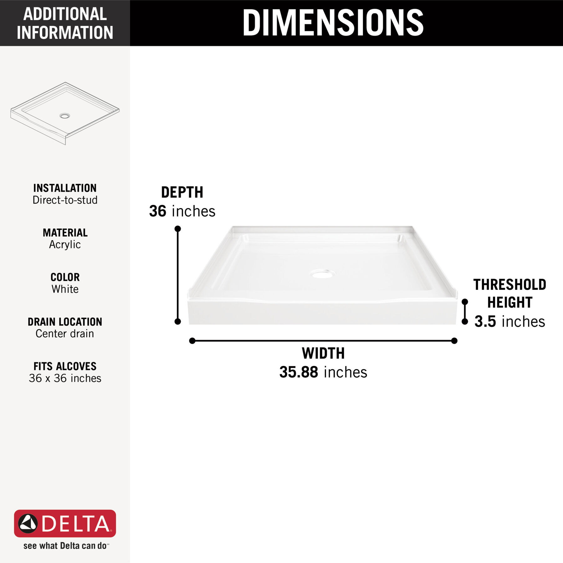 Classic 500 Shower Base 36"x36", image 8