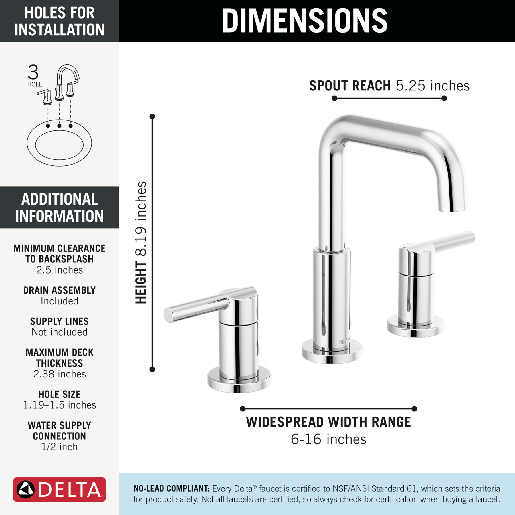 Two Handle Widespread Bathroom Faucet, image 1