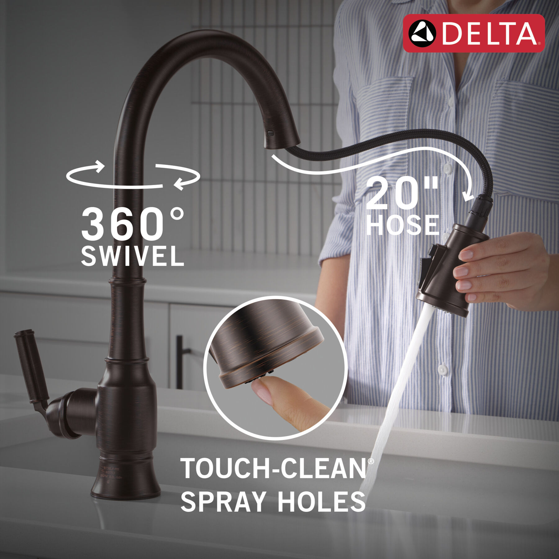 Single Handle Pull-Down Kitchen Faucet, image 3