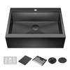 30” Retrofit Farmhouse Apron Front 16 Gauge Workstation Kitchen Sink Single Bowl in with WorkFlow™ Ledge and Accessories for Top Mount Drop-In Installation