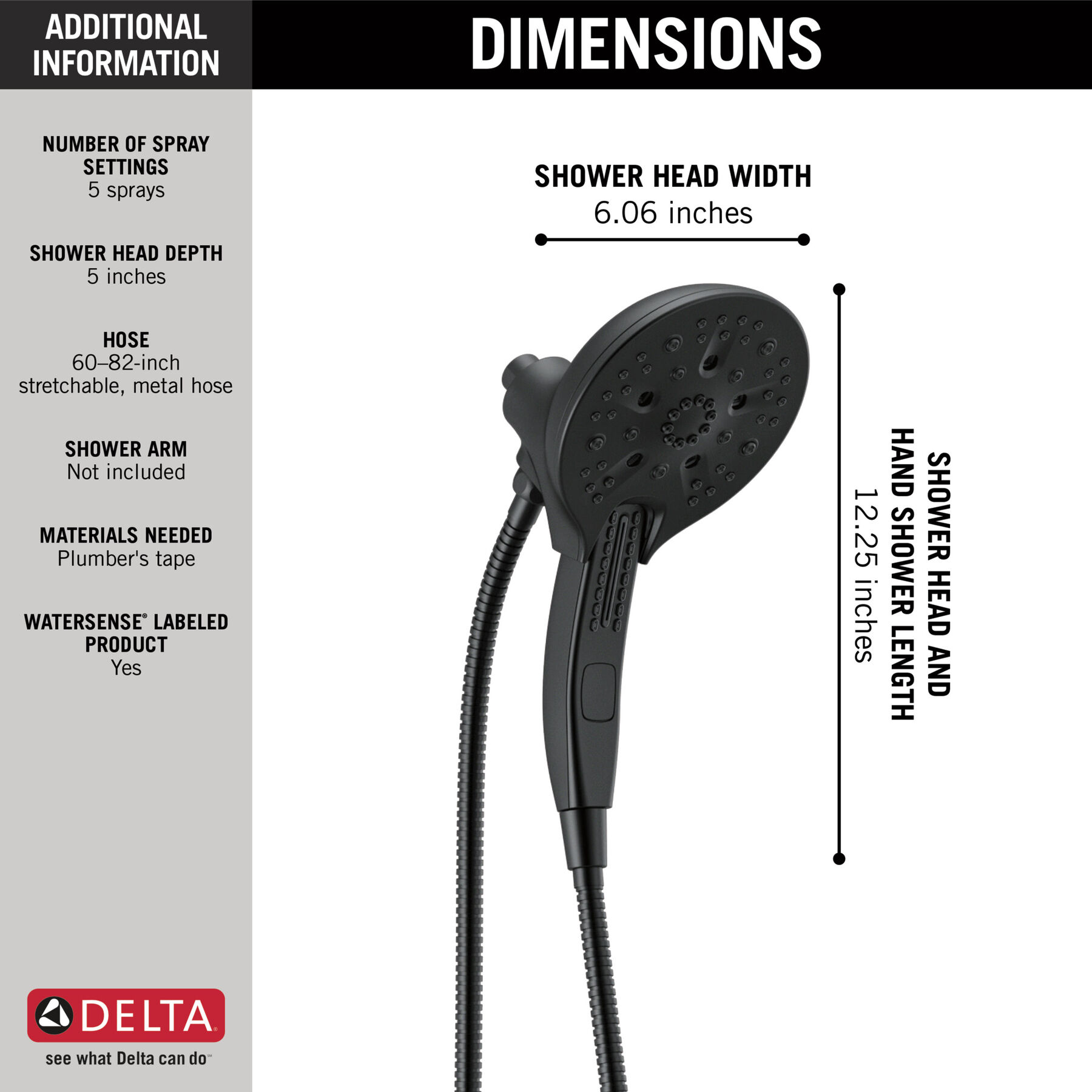 In2ition® H<sub>2</sub>Okinetic® 5-Setting Two-in-One Shower (Recertified), image 5
