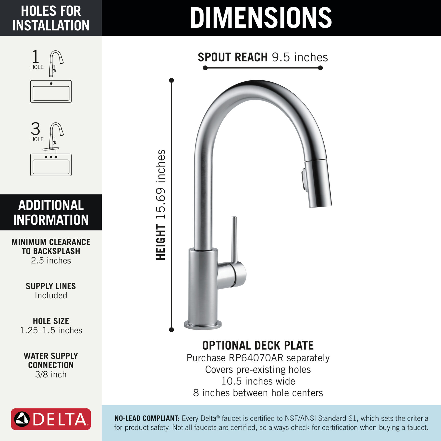 Single Handle Pull-Down Kitchen Faucet, image 8