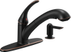 Single Handle Pull-Out Kitchen Faucet with Soap Dispenser