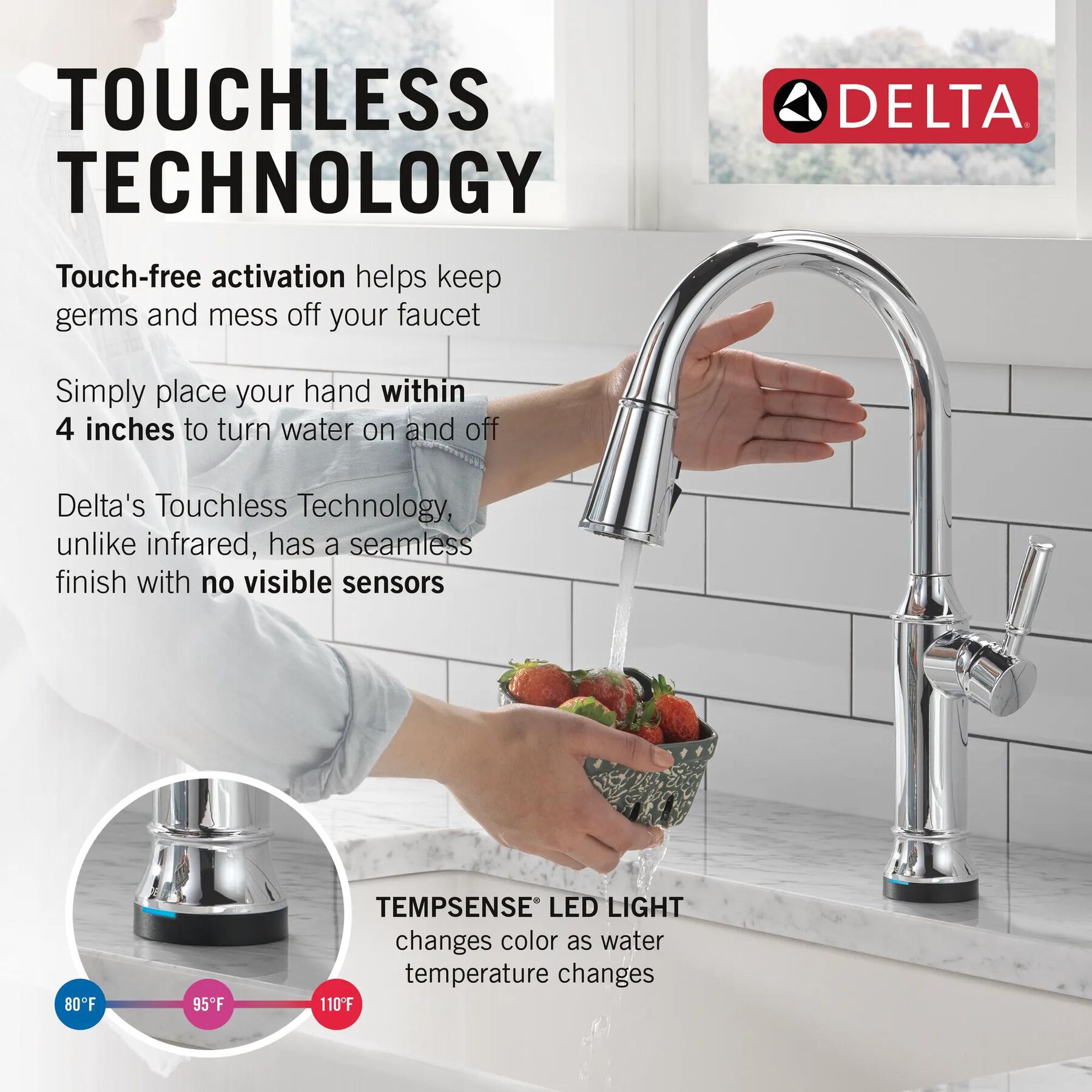 Touch<sub>2</sub>O&reg; Technology Kitchen Faucet with Touchless Technology
