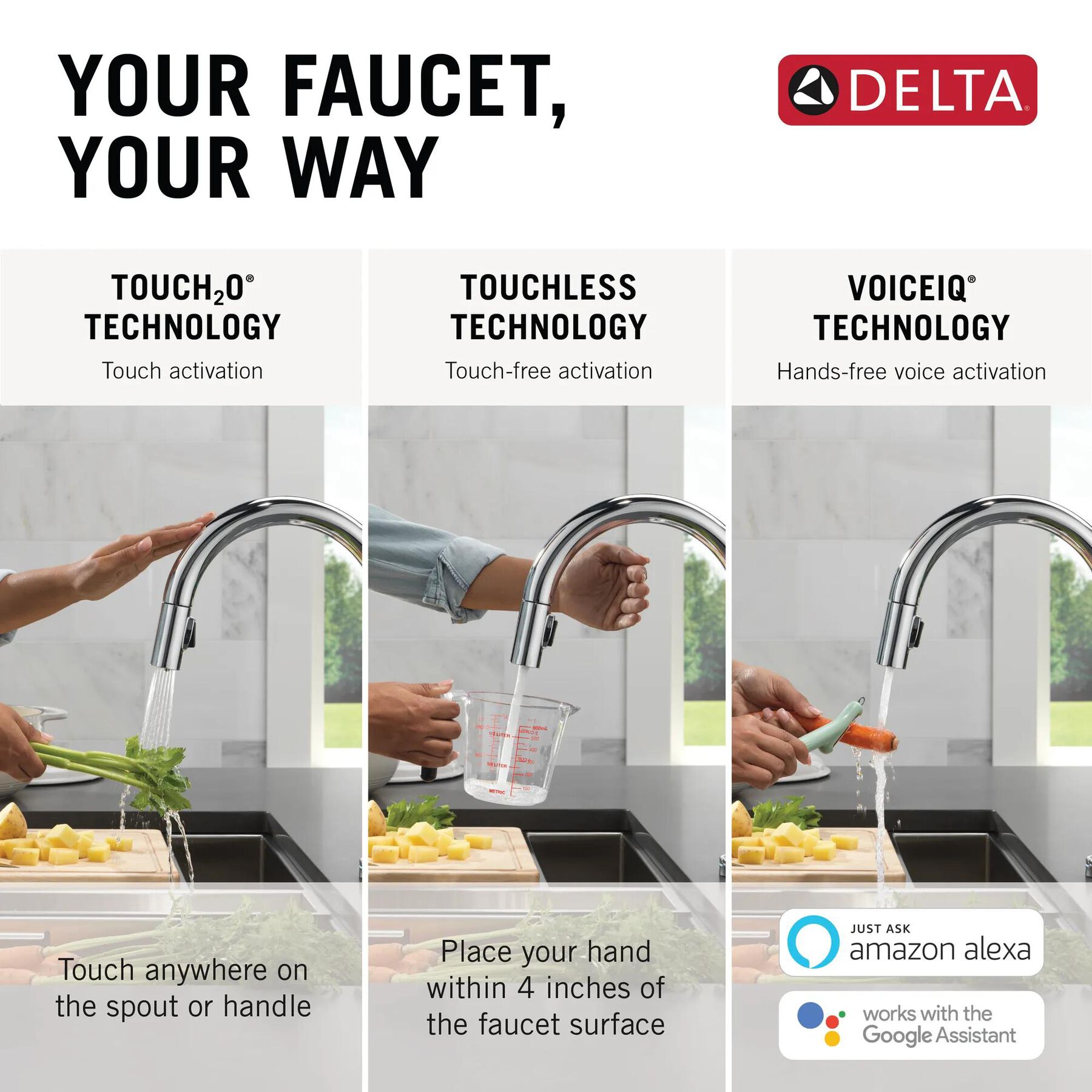 Touch2O with Touchless and VoiceIQ&reg; Technology Single Handle Pull-Down Kitchen Faucet with Soap Dispenser