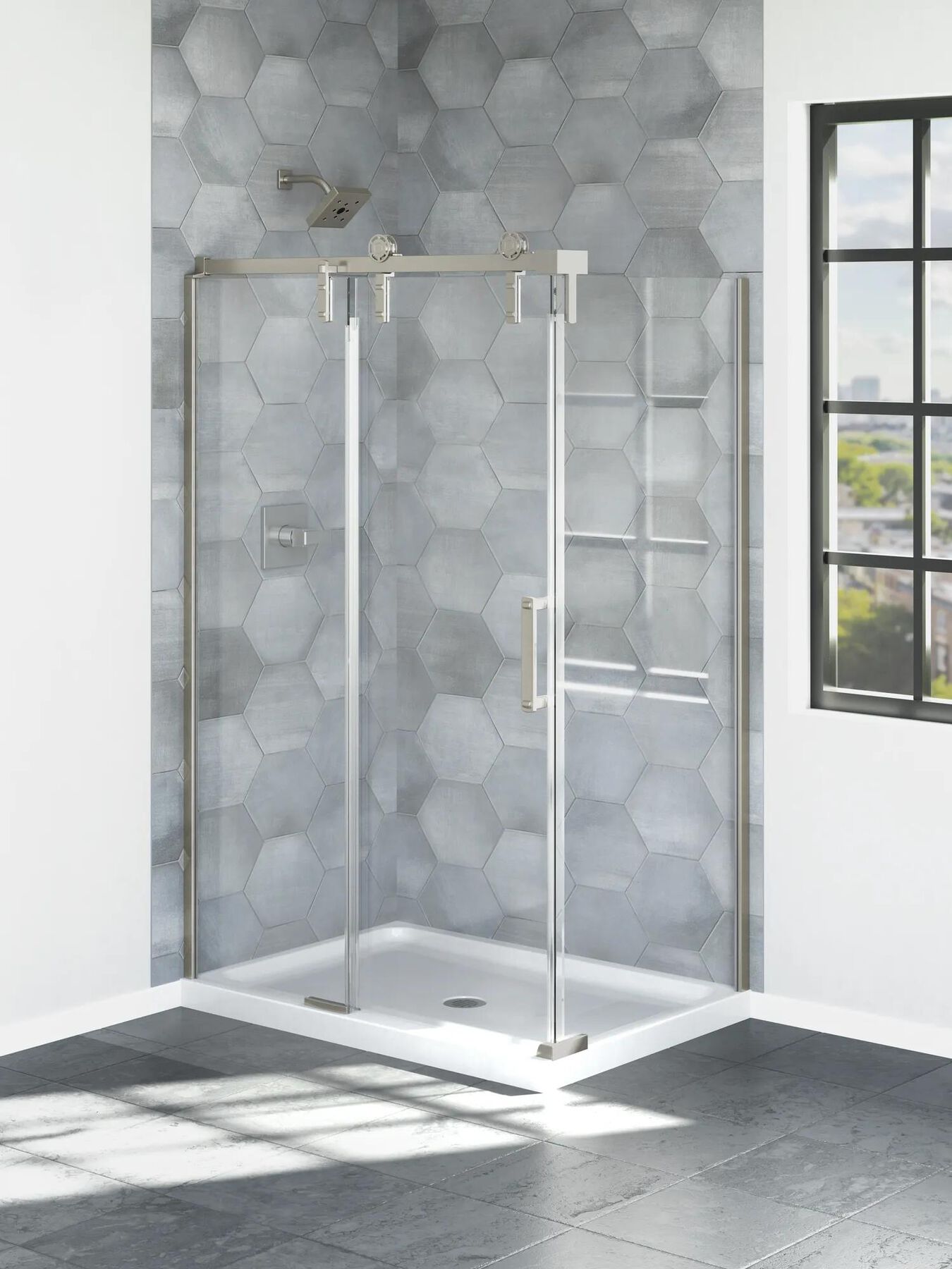 48&rdquo;x34&rdquo; Stainless Corner Panel