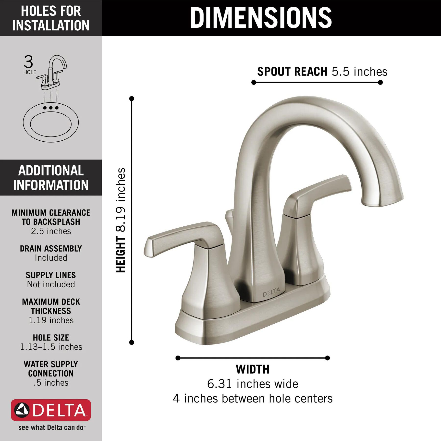 Two Handle Centerset Bathroom Faucet (Recertified)
