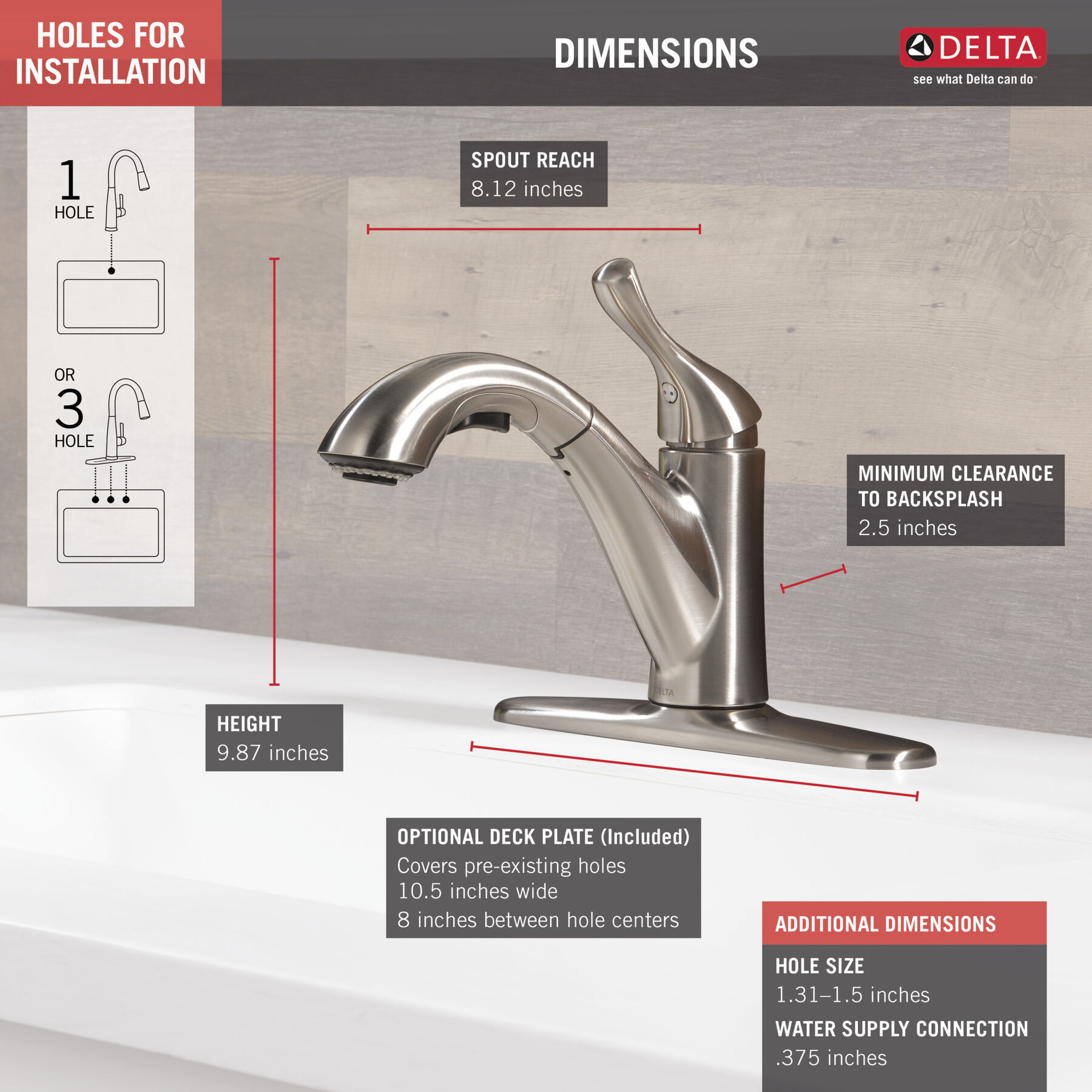 Single Handle Pull-out Kitchen Faucet (Recertified), image 2