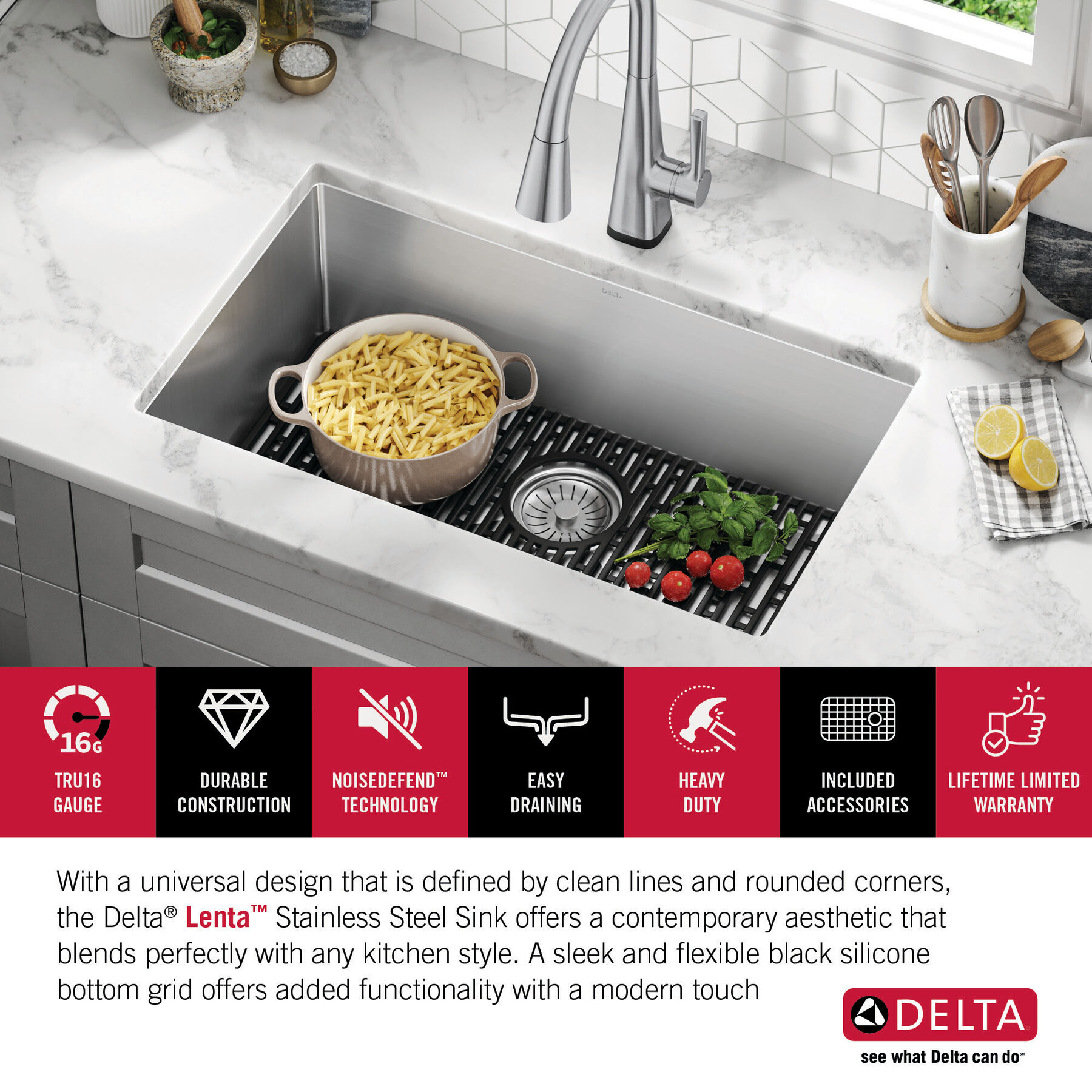 26” Undermount Stainless Steel Single Bowl Kitchen Sink with Accessories, image 5