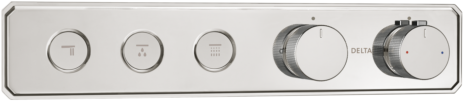 Traditional High Flow Push Button Thermostatic Trim - 3 Outlet, image 1