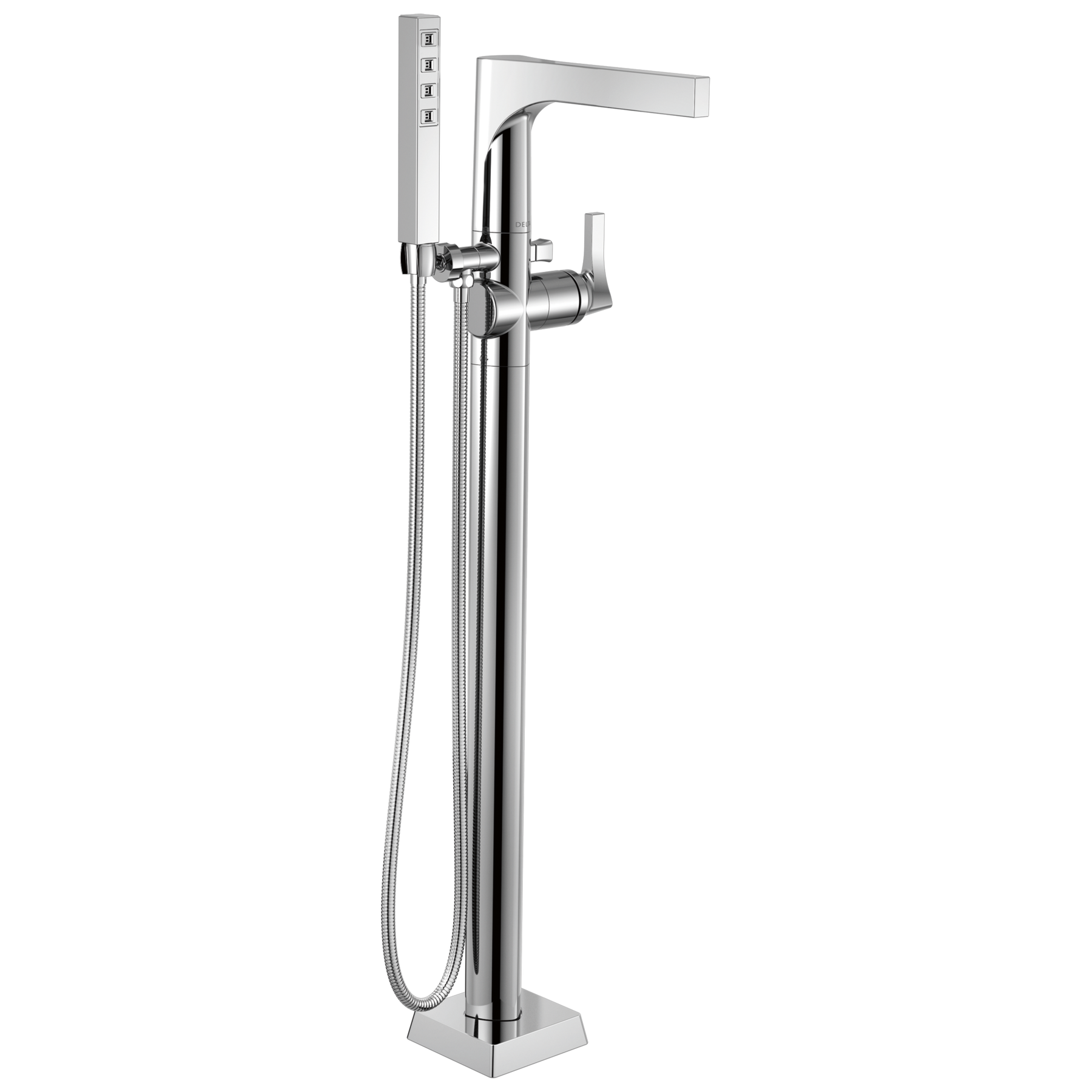 Single Handle Floor Mount Tub Filler Trim with Hand Shower