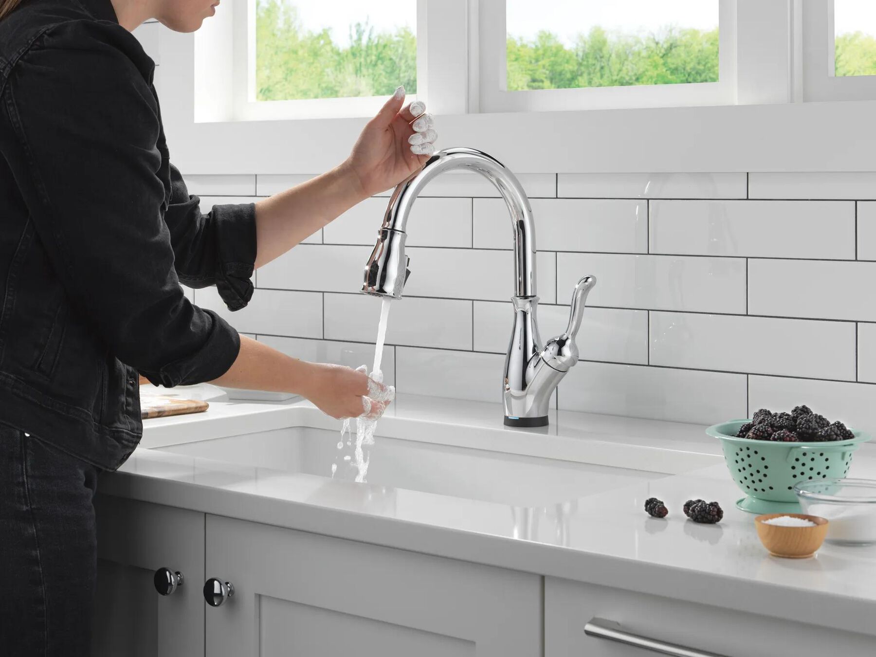Touch2O with Touchless and VoiceIQ&reg; Technology Single Handle Pull-Down Kitchen Faucet with Soap Dispenser