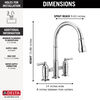 Two Handle Pull-Down Bridge Kitchen Faucet