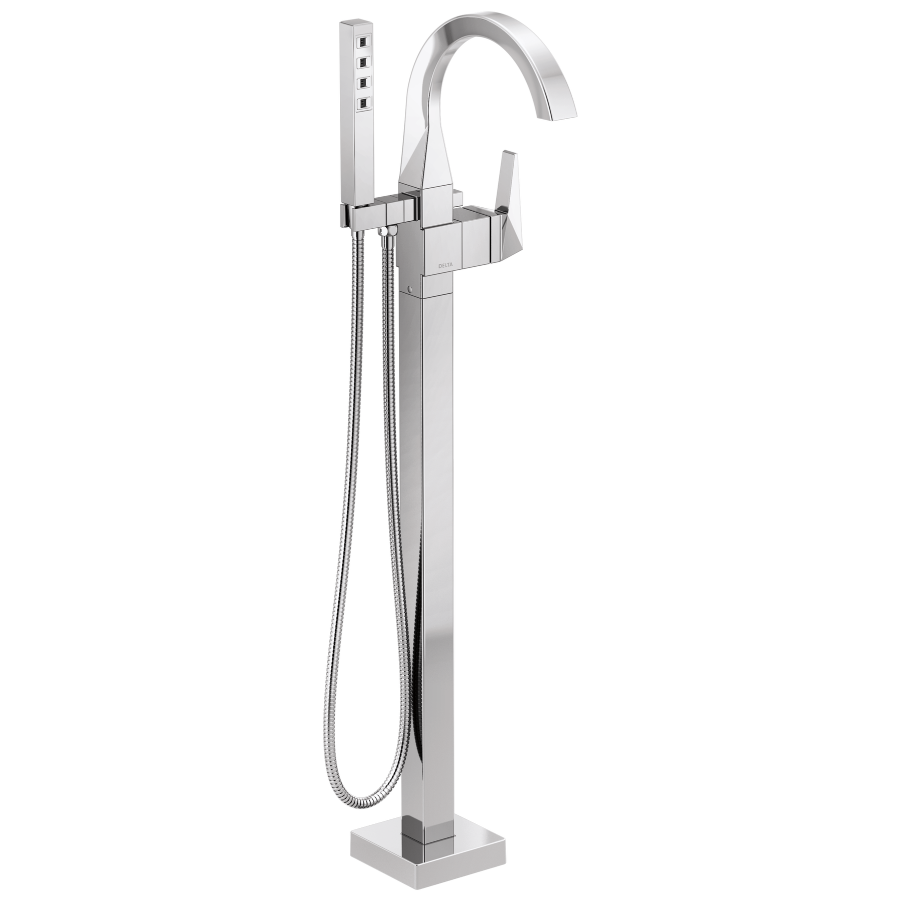 Single Handle Floor Mount Tub Filler Trim with Hand Shower