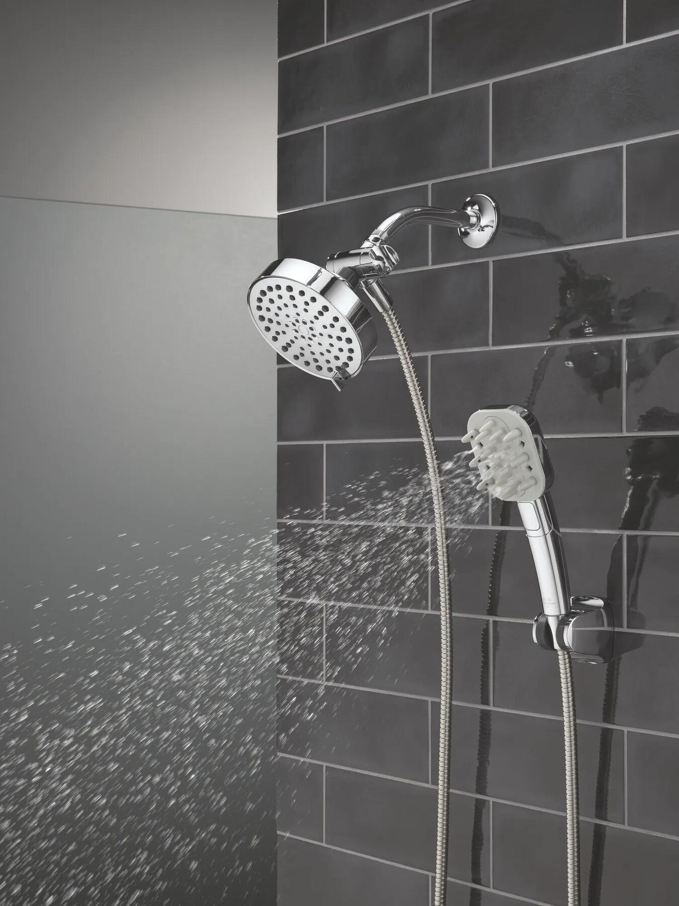 Detangling Hand Shower with 4-Setting Showerhead Bundle