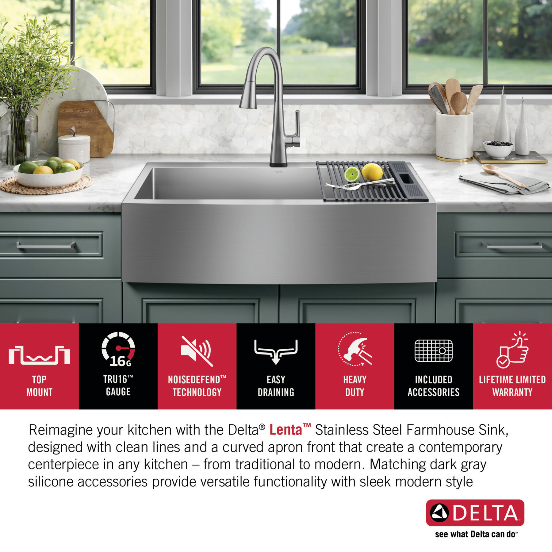 36” Retrofit Farmhouse Apron Front 16 Gauge Stainless Steel Single Bowl Kitchen Sink for Undermount / Drop-In Installation with Accessories, image 7
