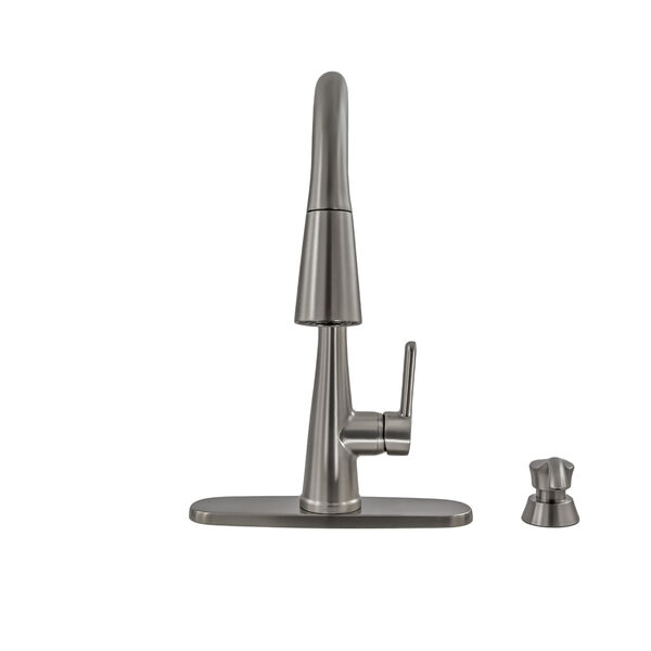Single Handle Pull-Down Kitchen Faucet with Soap Dispenser and ShieldSpray® Technology