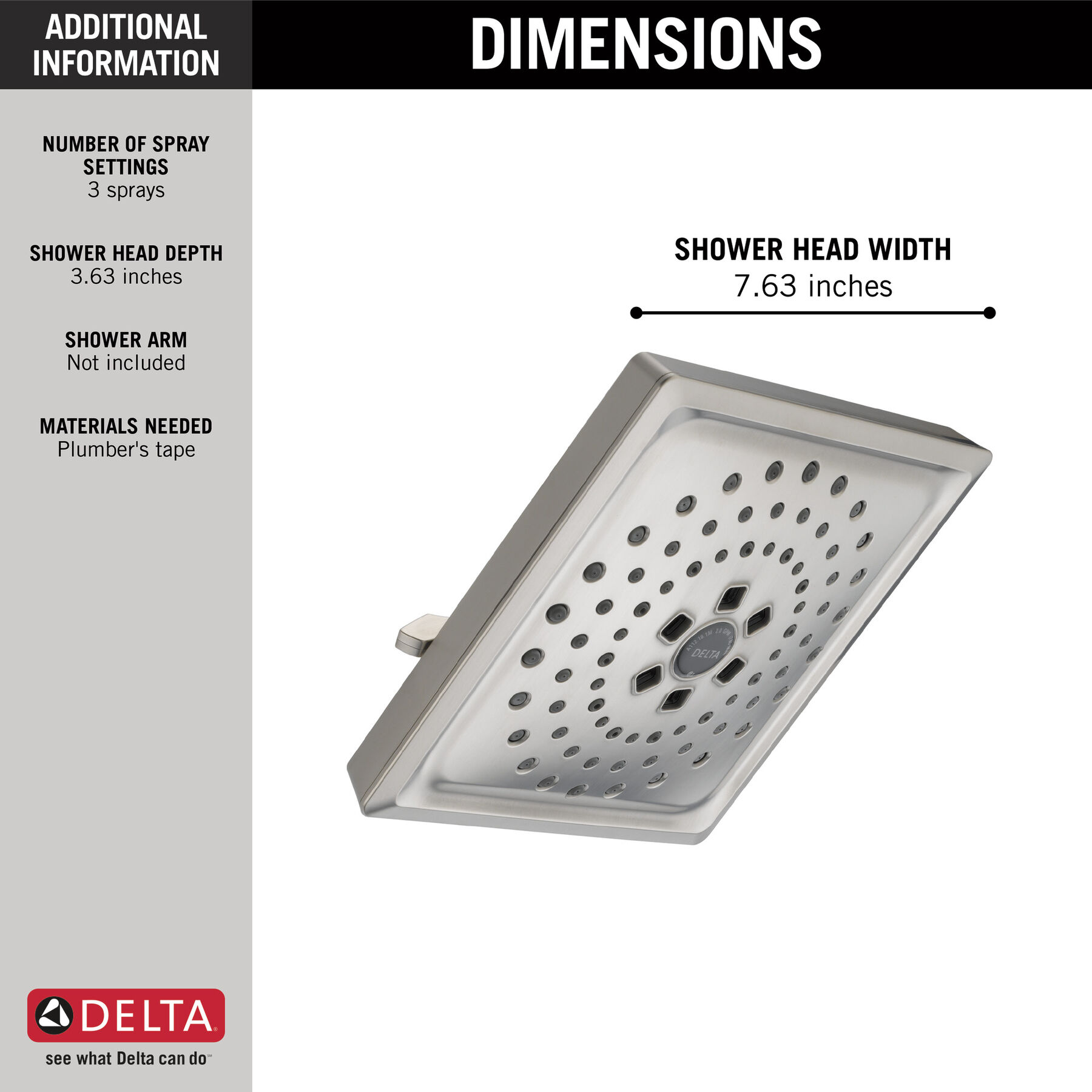 H2Okinetic® 3-Setting Raincan Shower Head, image 2