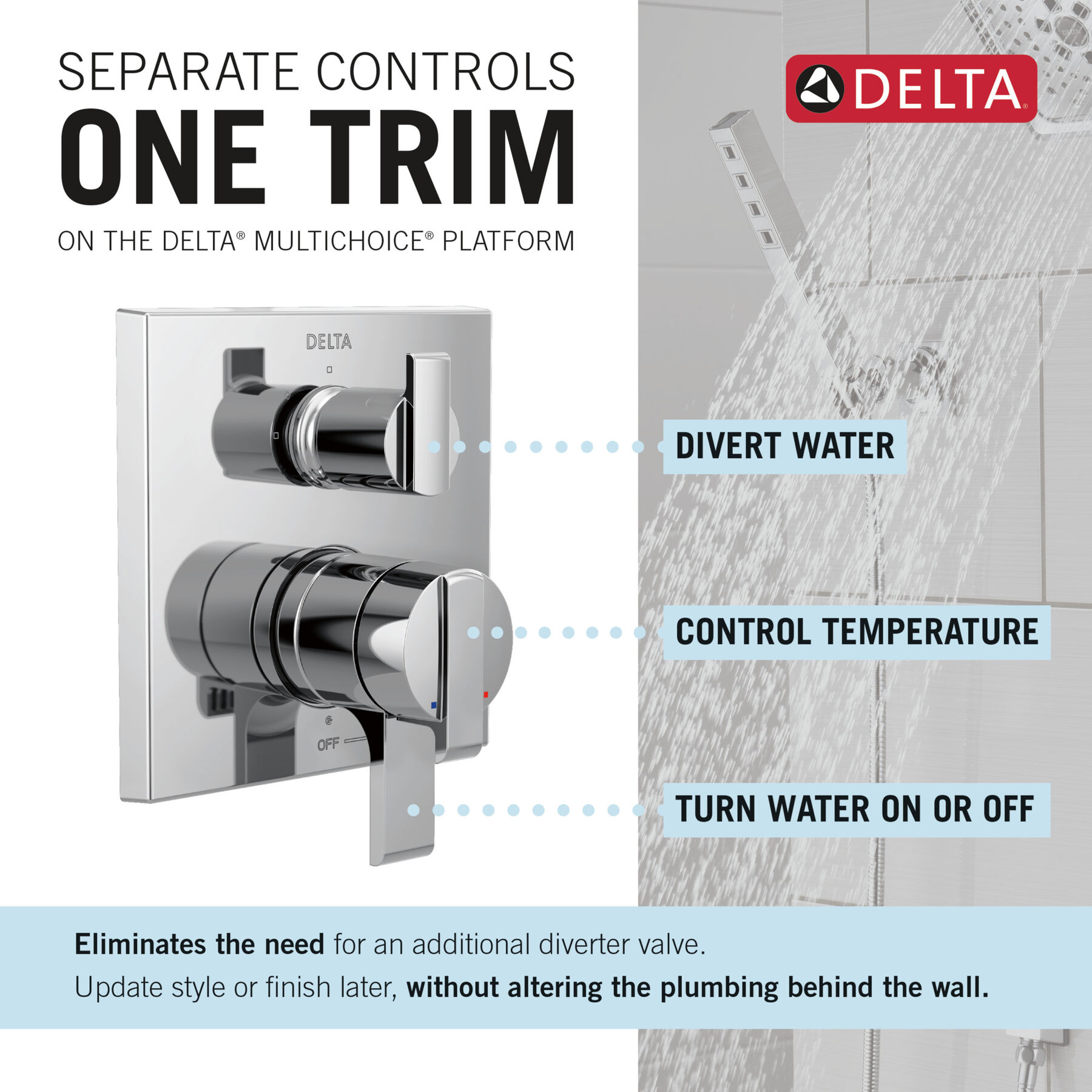Angular Modern Monitor® 17 Series Valve Trim with 3-Setting Integrated Diverter, image 12