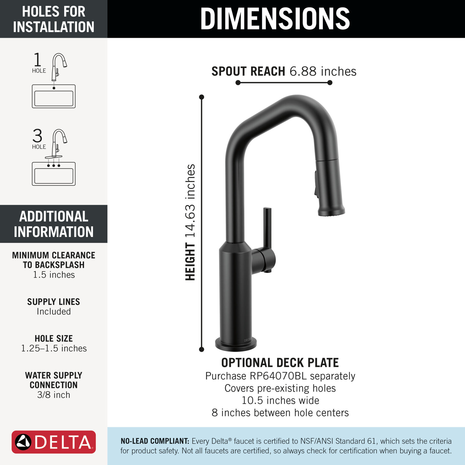 Single Handle Pull-Down Bar/Prep Faucet, image 1