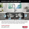 33” Undermount 16 Gauge Workstation Kitchen Sink Double Bowl with WorkFlow™ Ledge and Accessories
