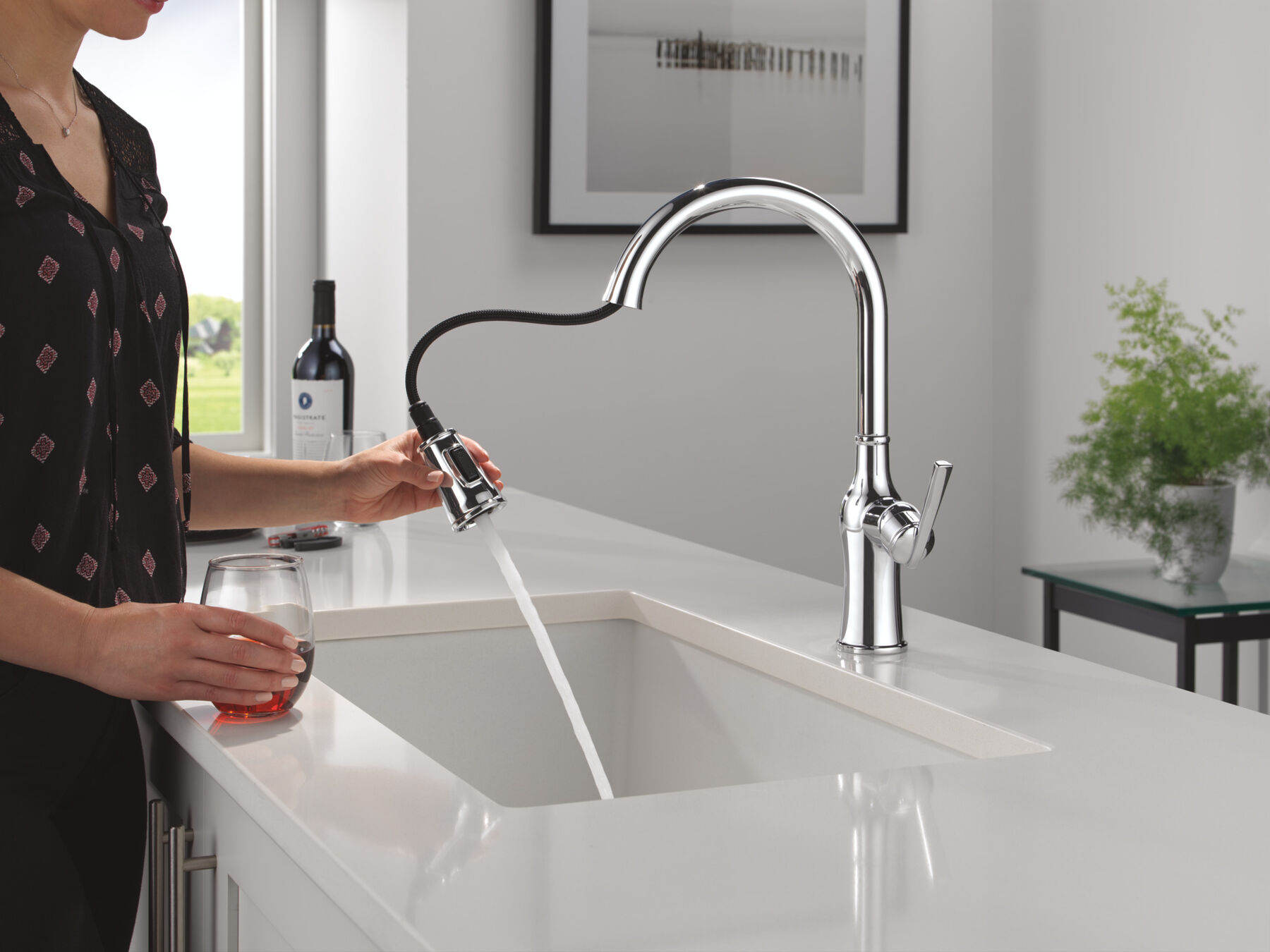 Single Handle Pull-Down Kitchen Faucet, image 5