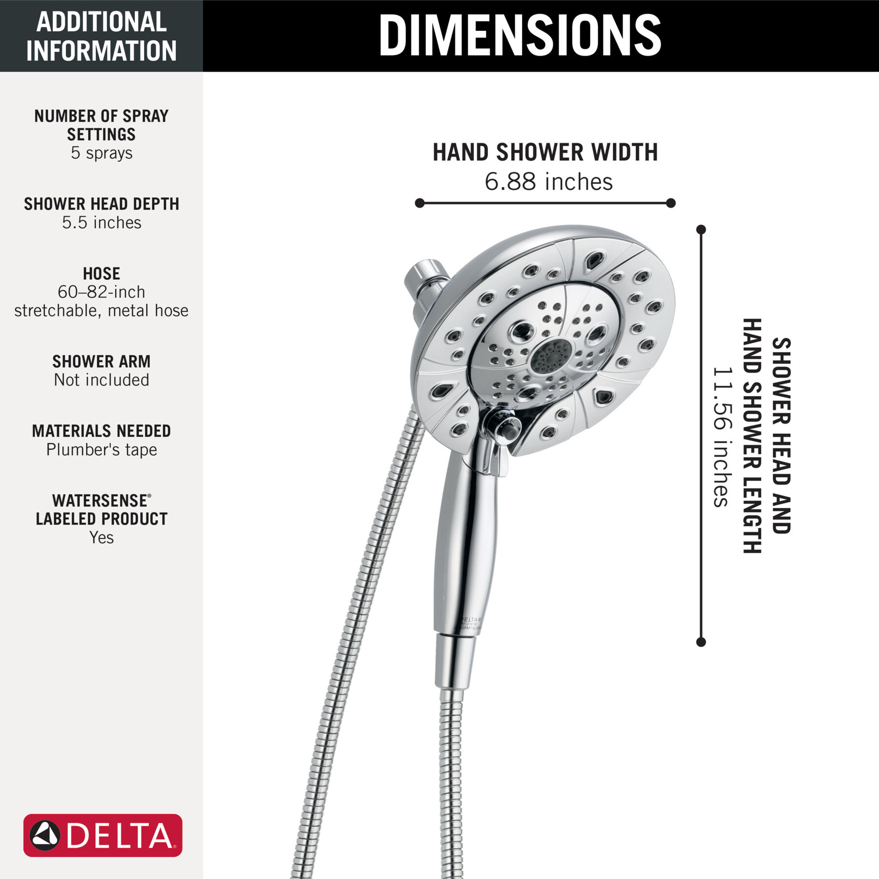 H<sub>2</sub>Okinetic® In2ition® 5-Setting Two-in-One Shower, image 4