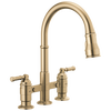 Two Handle Pull-Down Bridge Kitchen Faucet