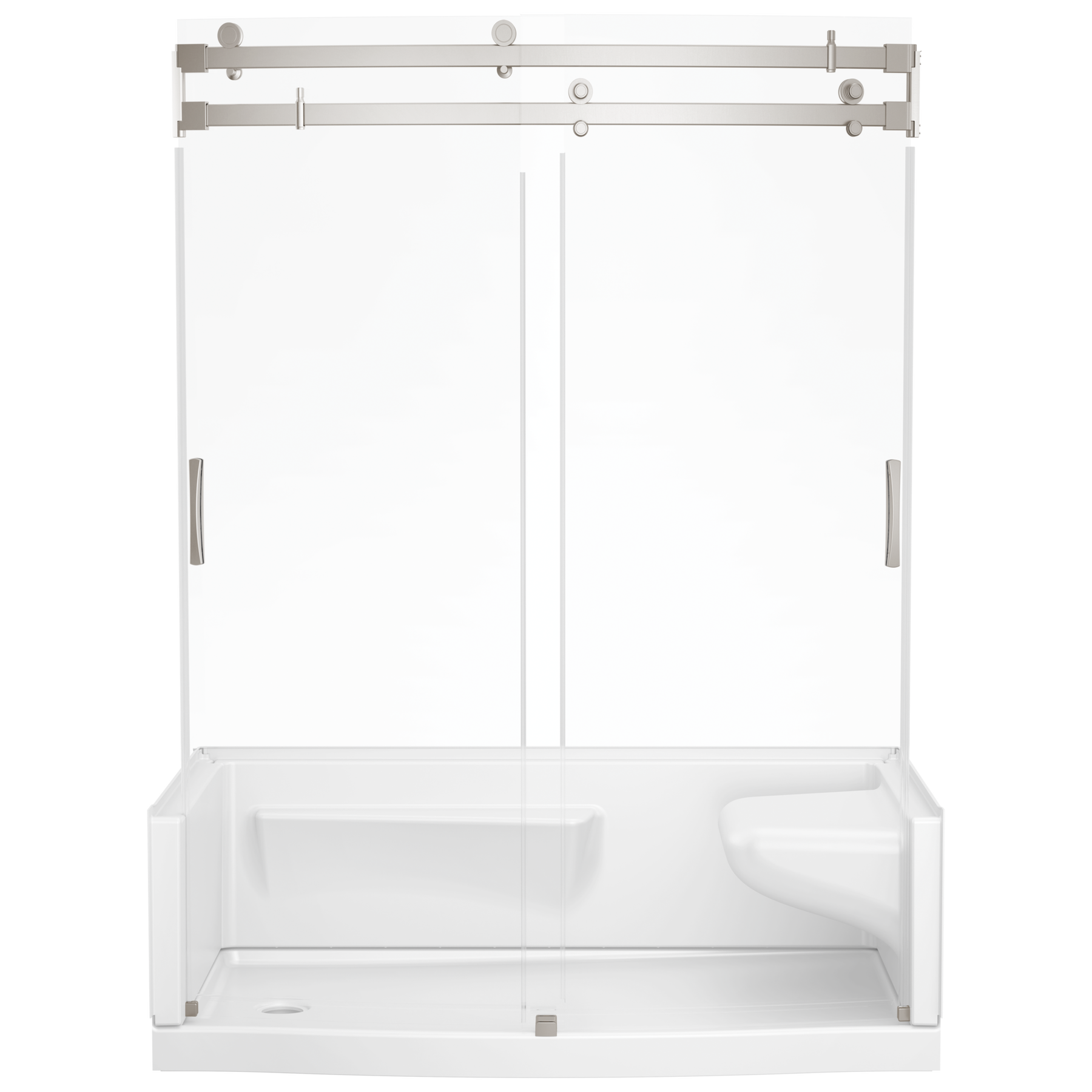60x32 Alcove Shower Base with Door Bundle - Right Seat Left Drain Curve