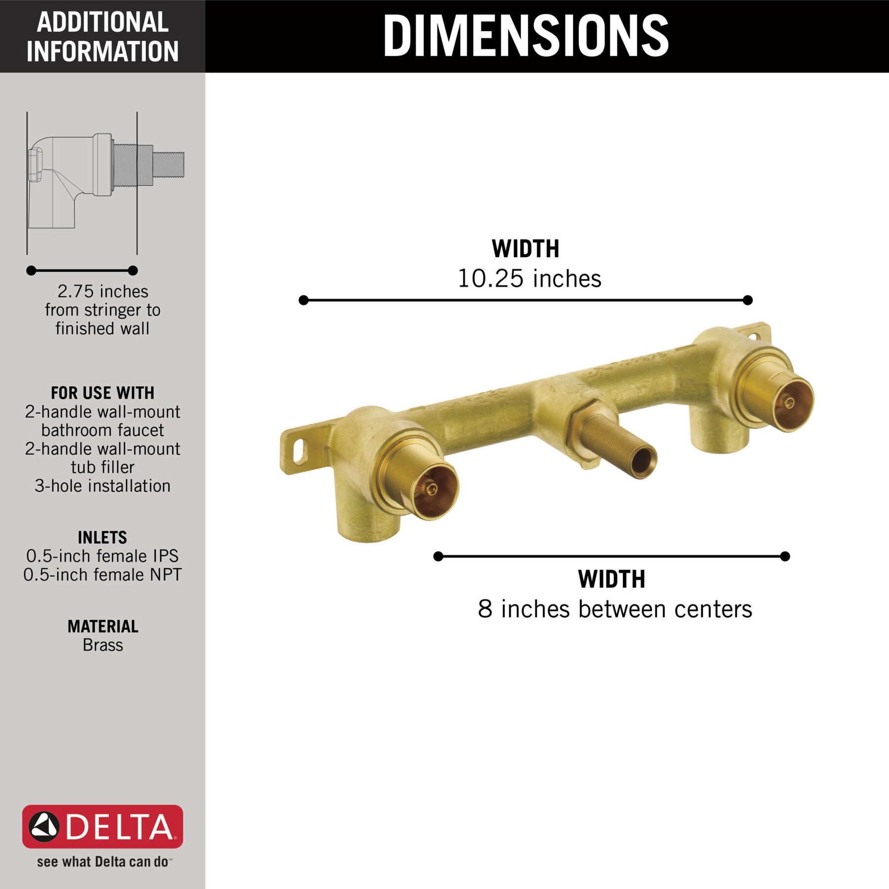 Two Handle Wall Mount Rough (Recertified), image 1