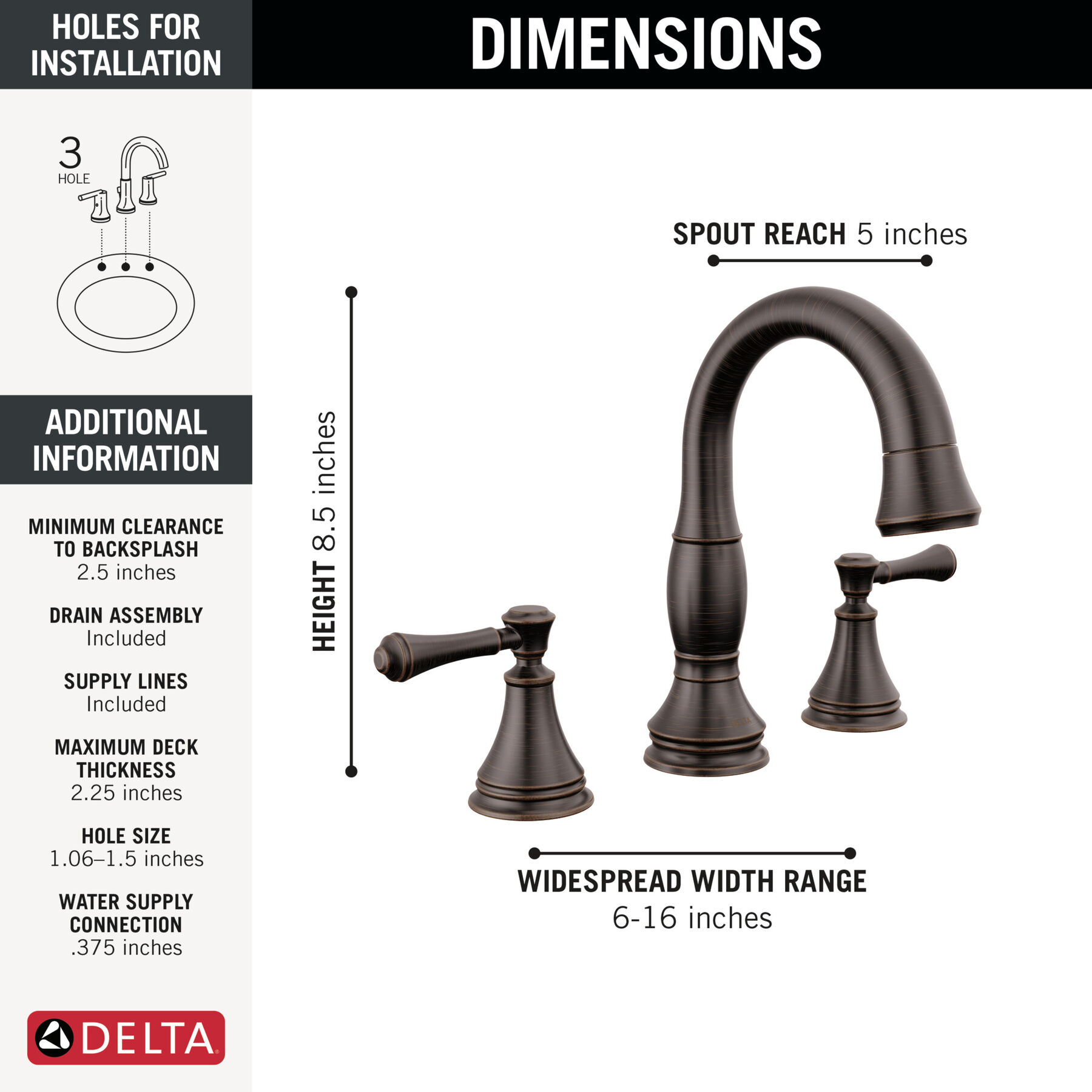 Two Handle Widespread Pull Down Bathroom (Recertified), image 1