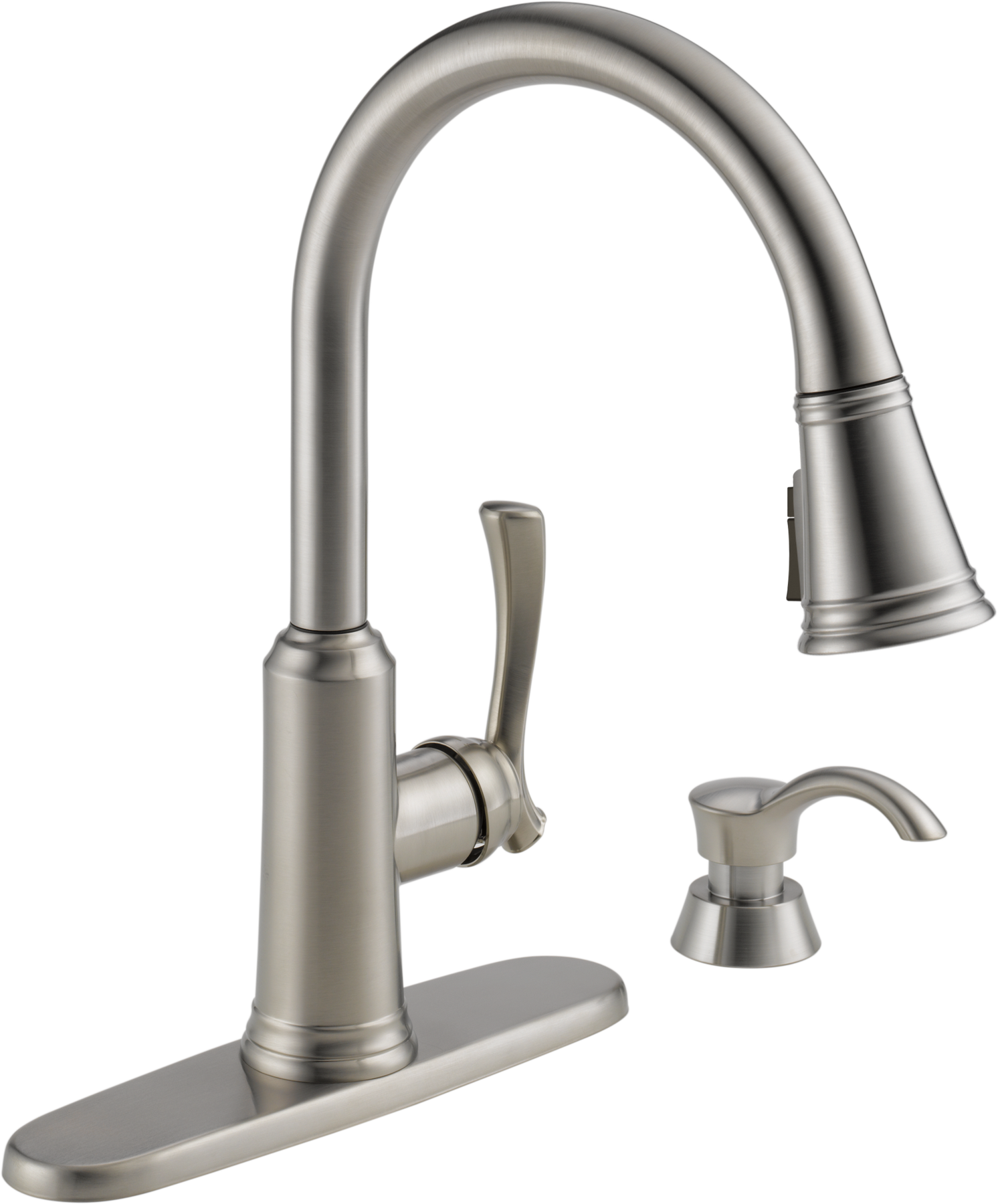 Single Handle Pull-Down Kitchen Faucet with Soap Dispenser and ShieldSpray&reg; Technology (Recertified)