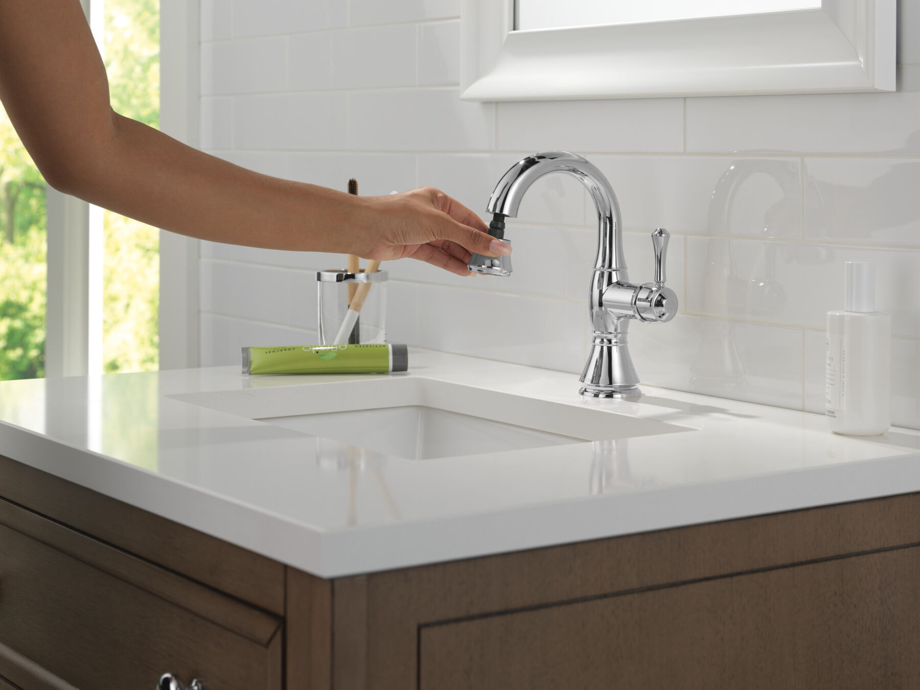 Single Handle Pull-Down Bathroom Faucet, image 5