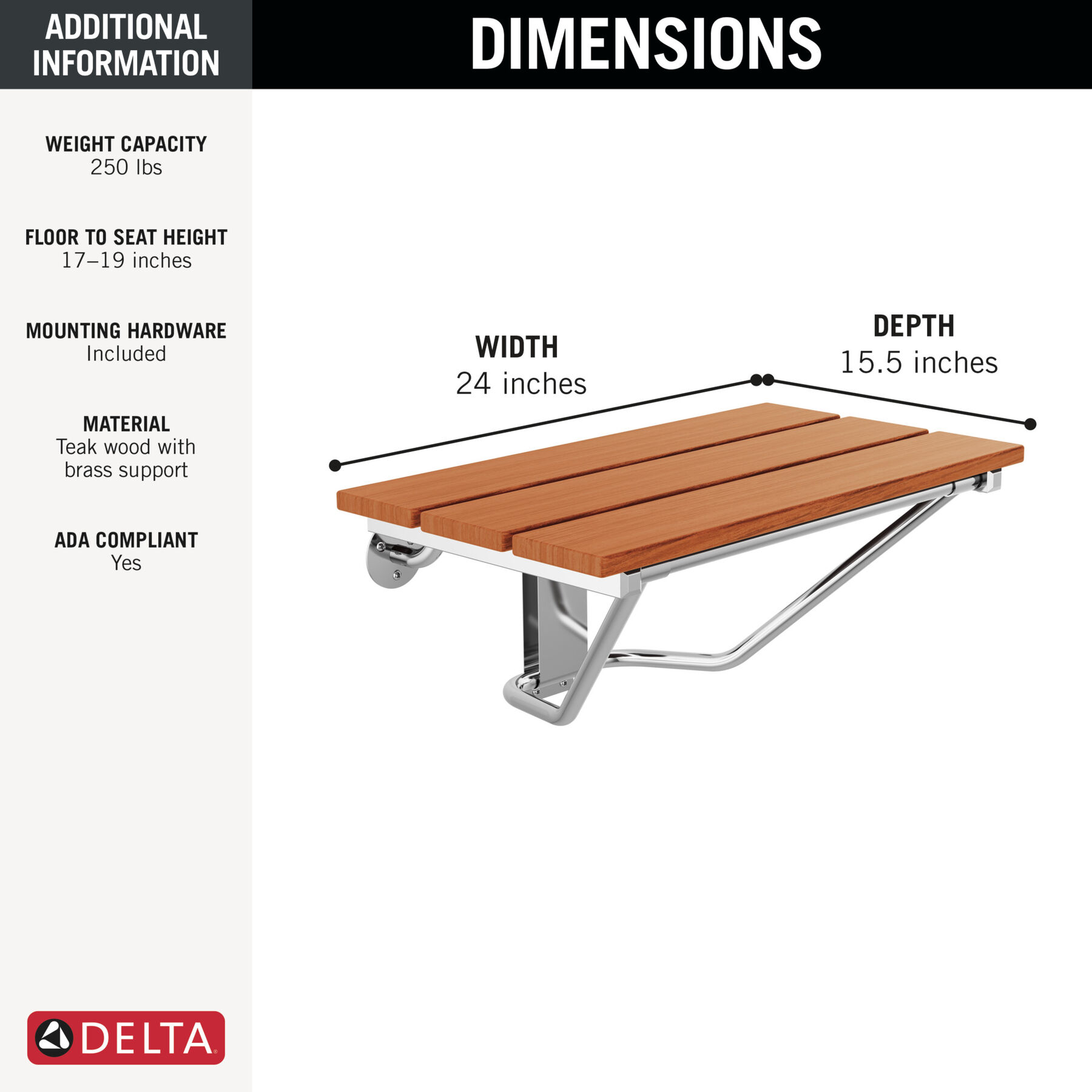 ADA Tilt-Up Shower Seat, image 1