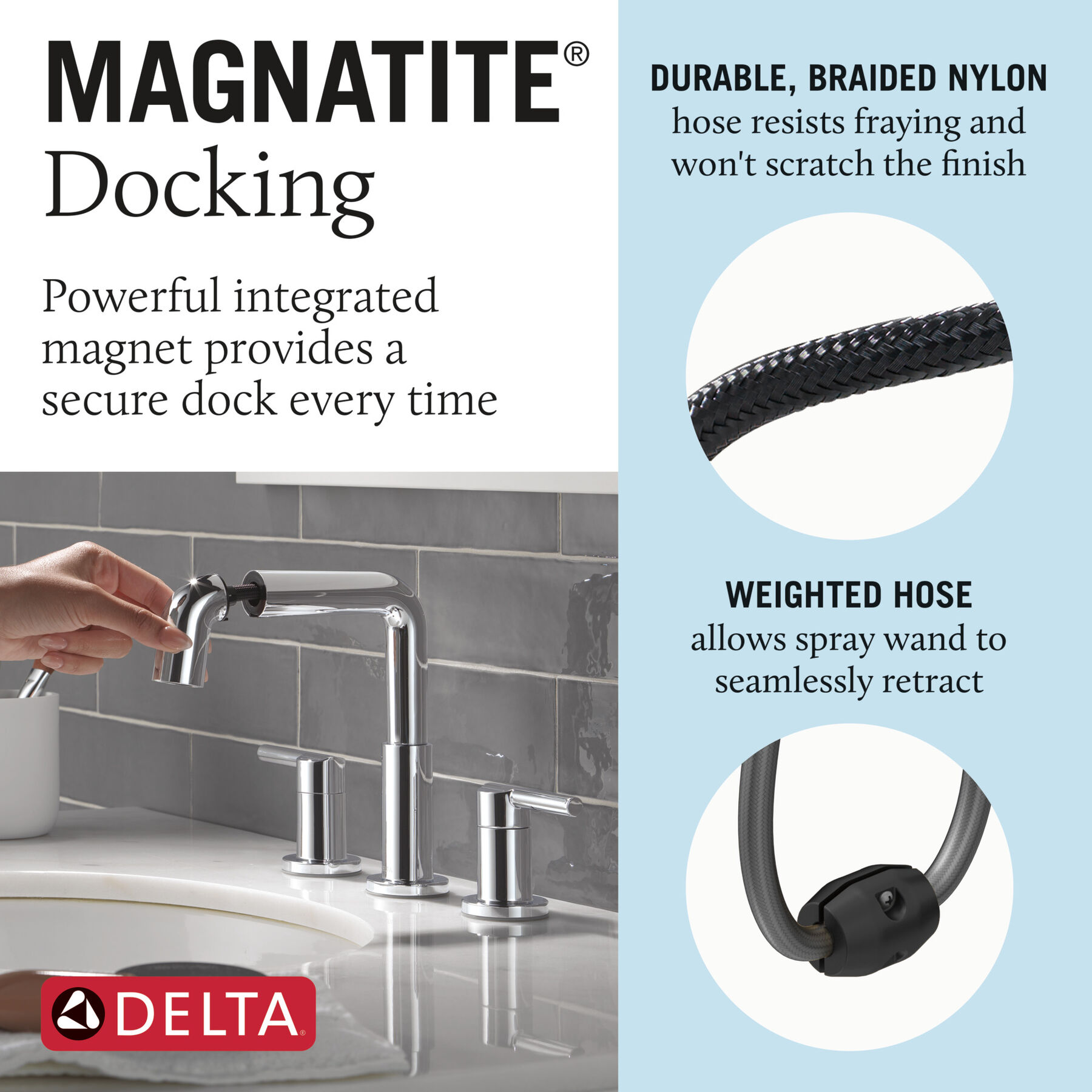 Two Handle Widespread Pull-Down Bathroom Faucet, image 7