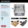 17” Workstation Undermount Single Bowl 16 Gauge Stainless Steel Bar Prep Kitchen Sink with WorkFlow™ Ledge and Accessories