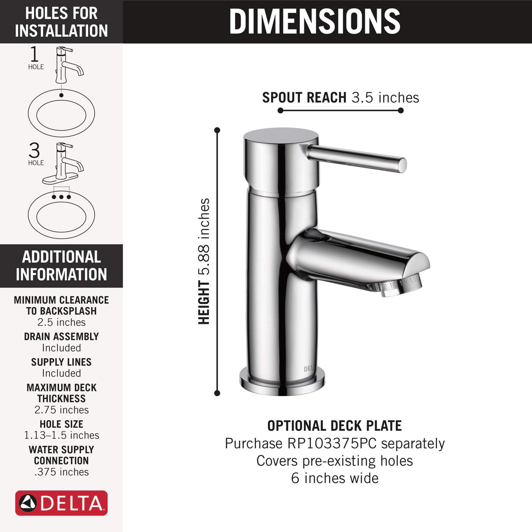 Single Handle Project-Pack Bathroom Faucet, image 1